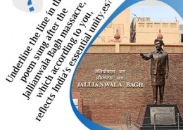 Underline the line in the poem sung after the Jallianwala Bagh massacre, which according to you, reflects India’s essential unity.