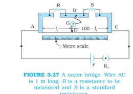 (a) In a metre bridge [Fig. 3.27], the balance point is found to be at 39.5 cm from the end A, when the resistor Y is of 12.5 Ω. Determine the resistance of X. Why are the connections between resistors in a Wheatstone or meter bridge made of thick copper strips? (b) Determine the balance point of the bridge above if X and Y are interchanged. (c) What happens if the galvanometer and cell are interchanged at the balance point of the bridge? Would the galvanometer show any current?