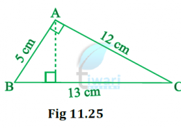 ∆ABC is right angled at A (Fig 11.25). AD is perpendicular to BC. If AB = 5 cm, BC = 13 cm and AC = 12 cm, find the area of ∆ABC. Also, find the length of AD.