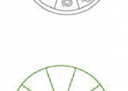 A brooch is made with silver wire in the form of a circle with diameter 35 mm. The wire is also used in making 5 diameters which divide the circle into 10 equal sectors as shown in Find.