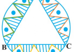 In a circular table cover of radius 32 cm, a design is formed leaving an equilateral triangle ABC in the middle as shown in Figure. Find the area of the design.