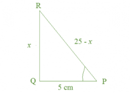 In angle PQR, right-angled at Q, PR + QR = 25 cm and PQ = 5 cm. Determine the values of sin P, cos P and tan P.