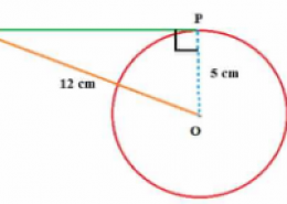 A tangent PQ at a point P of a circle of radius 5 cm meets a line through the center O at a point Q so that OQ = 12 cm. Length PQ is :