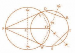 Draw a circle with the help of a bangle. Take a point outside the circle. Construct the pair of tangents from this point to the circle.