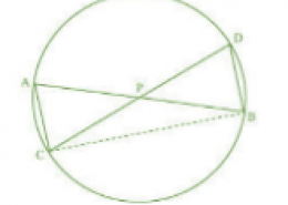 Two chords AB and CD intersect each other at the point P. Prove that : (i) ∆APC ~ ∆ DPB (ii) AP . PB = CP . DP