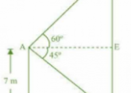 From the top of a 7 m high building, the angle of elevation of the top of a cable tower is 60° and the angle of depression of its foot is 45°. Determine the height of the tower.