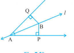 line l is the bisector of an angle ∠ A and B is any point on l. BP and BQ are perpendiculars from B to the arms of ∠ A (see Figure). Show that: (i) Δ APB ≅ Δ AQB (ii) BP = BQ or B is equidistant from the arms of ∠ A.