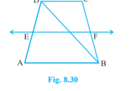 ABCD is a trapezium in which AB || DC, BD is a diagonal and E is the mid-point of AD. A line is drawn through E parallel to AB intersecting BC at F see figure. Show that F is the mid-point of BC.