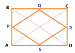 ABCD is a rectangle and P, Q, R and S are mid-points of the sides AB, BC, CD and DA respectively. Show that the quadrilateral PQRS is a rhombus.