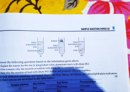 During a laboratory experiment, a student compared the reactivity of aluminium, sodium and lead with dilute hydrochloric acid. He added small pieces of each metal into separate test tube containing HCl and observed: • Aluminium caused the solution to heat up. • Sodium reacted vigorously with flames. • Lead produced Bubbles slowly. (a) Explain the reason for the rise in temperature when aluminium reacts with dilute HCl. (b) Give a reason why the reaction of sodium with dilute HCl is extremely vigorous. (c) State why the reaction of lead with dilute HCl is slow and produces only a few bubbles.