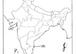 On the outline map of India. Locate and label the following with suitable symbols. (A) The place associate with the Cotton mill workers Satyagraha. (B) The place where the Congress session took place in 1927.