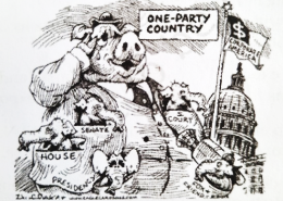 What is the cartoonist critiquing in the image?